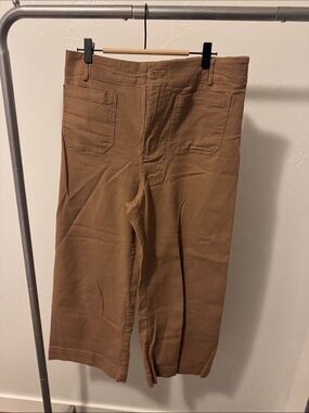 eesome Cropped Wide-Leg Pants in Camel Brown